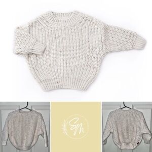 Goumikids Organic Cotton Chunky Knit Sweater, Shell colored, 6-12 Months
